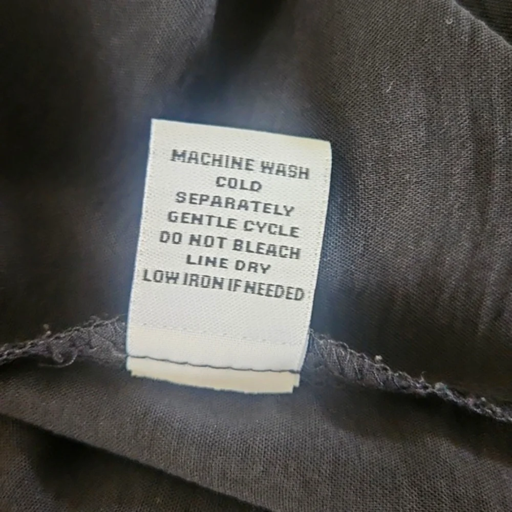 Emma & Michelle Shirt Dress Black Ruffle V-Neck Roll Tab Sleeves 2X - Picture 12 of 12